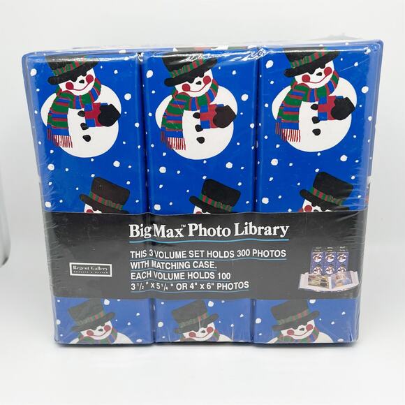 New in Packaging Big Max Photo Library Set of 3 Photo Albums Blue Snowman - Picture 1 of 2